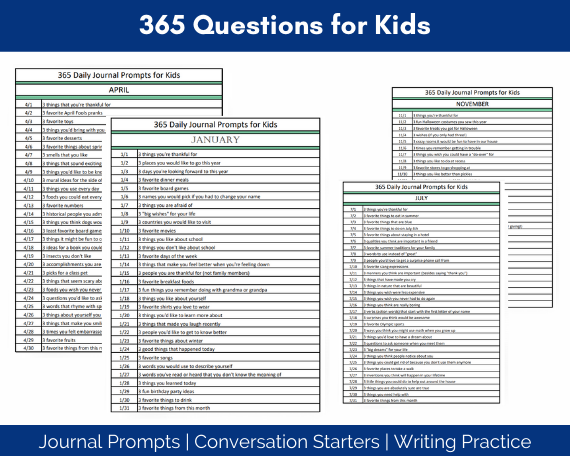 365 journal prompts for kids