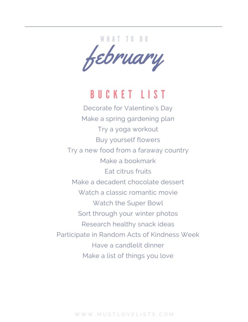February bucket list