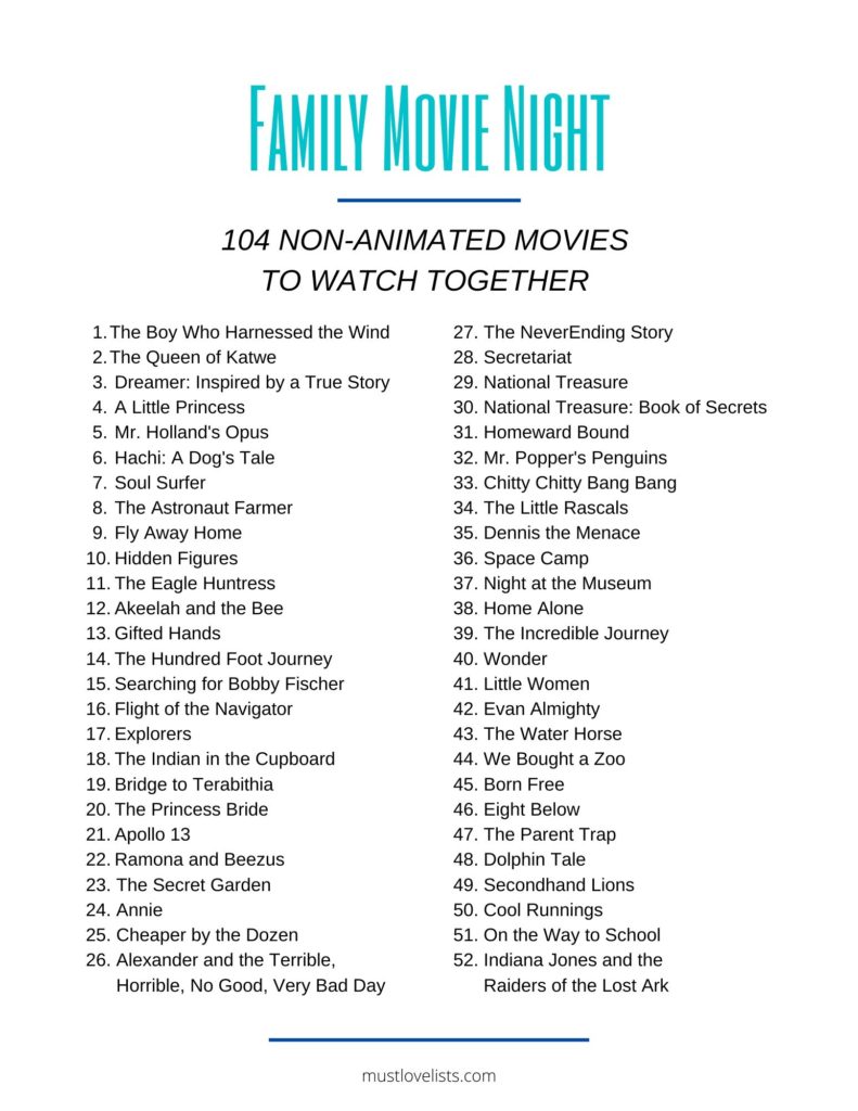 104 Ideas for family movie night