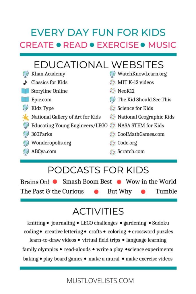 List of fun learning resources for kids