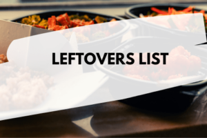 refrigerator leftovers list