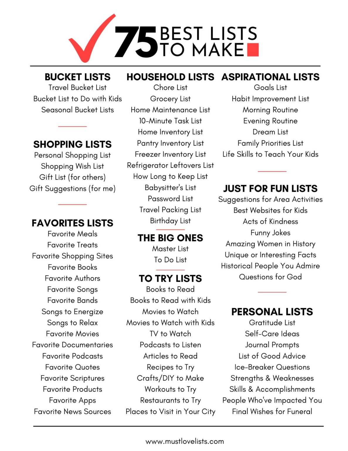 The 75 Best Lists to Make (to Organize Everything) Must Love Lists