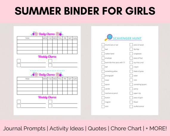 Summer binder for girls