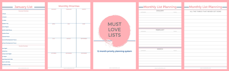 Templates for monthly priority planning from Must Love Lists