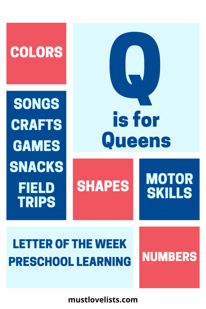 Letter of the Week preschool learning Q is for Queens.