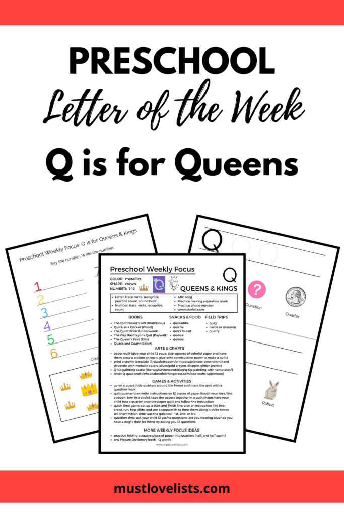 Preschool letter of the week: Q is for Queens.