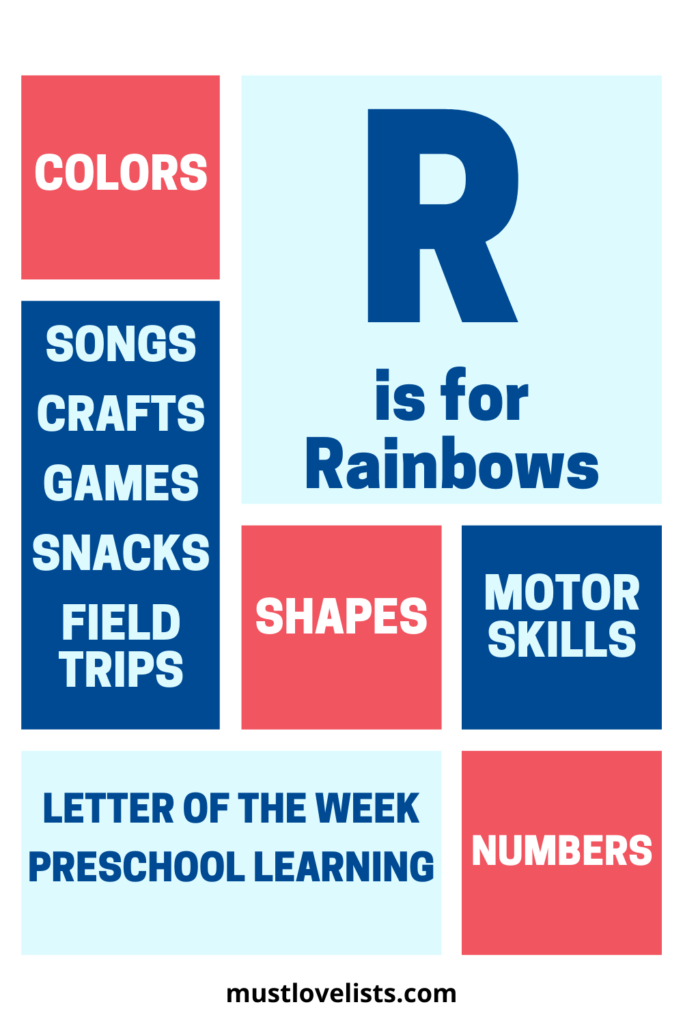 R is for Rainbows preschool learning ideas