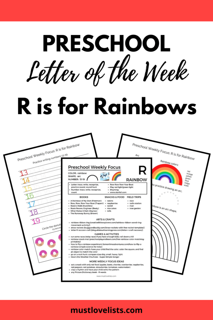 Letter of the week preschool images for R is for Rainbow
