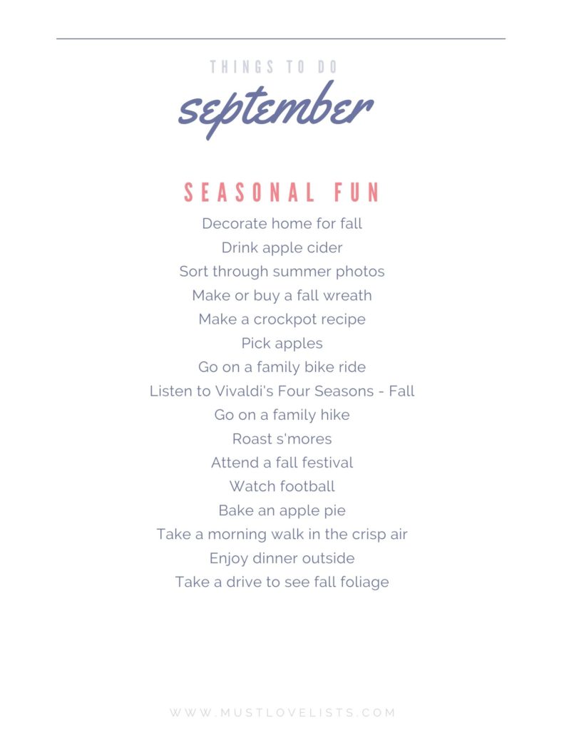 September bucket list