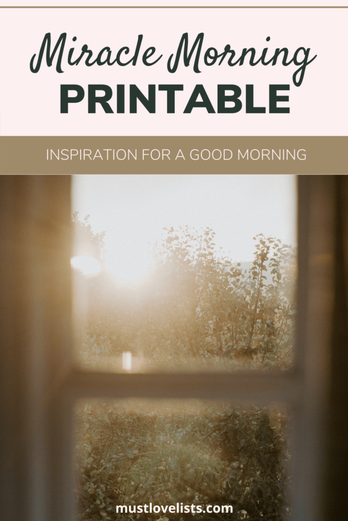 Miracle Morning printable sunrise through window