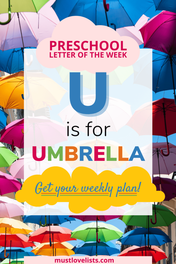 Umbrellas grouped against blue sky - U is for Umbrella