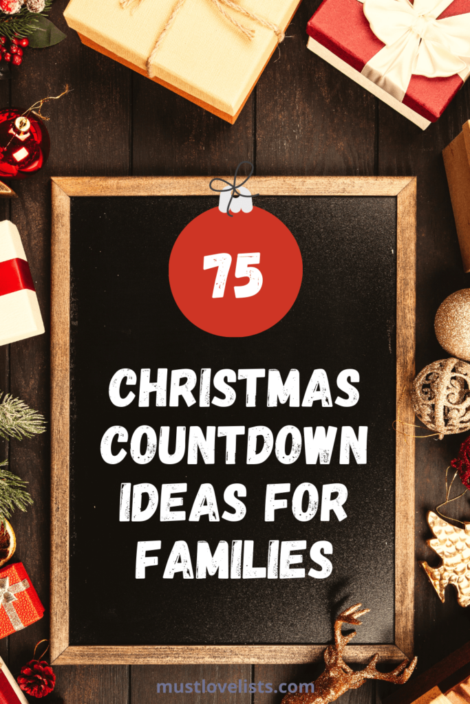 Chalkboard surrounded by Christmas decor.  Christmas countdown ideas.