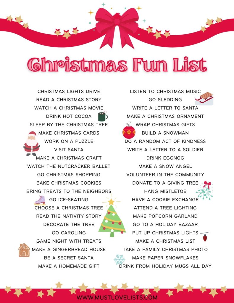 Christmas Fun List activities