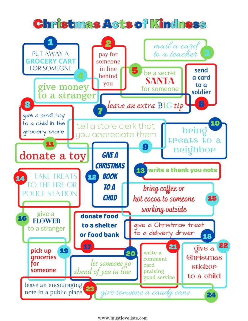 Christmas acts of kindness advent activity ideas