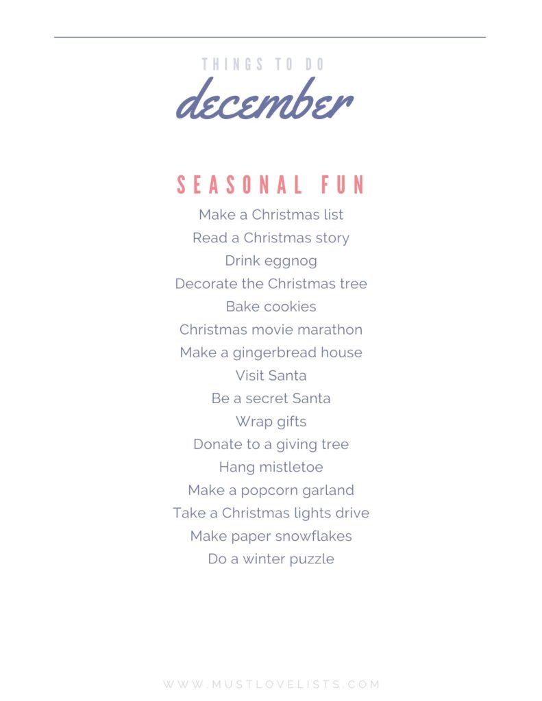 December bucket list of seasonal fun