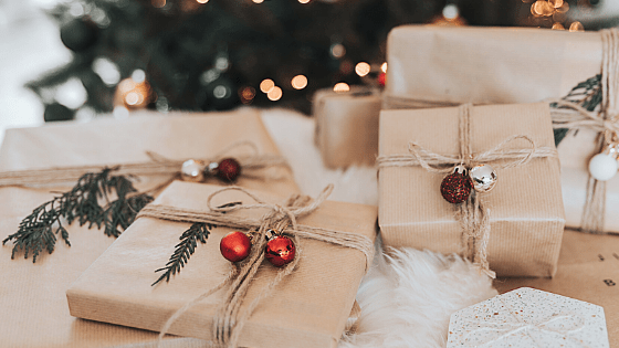 brown paper wrapped gifts