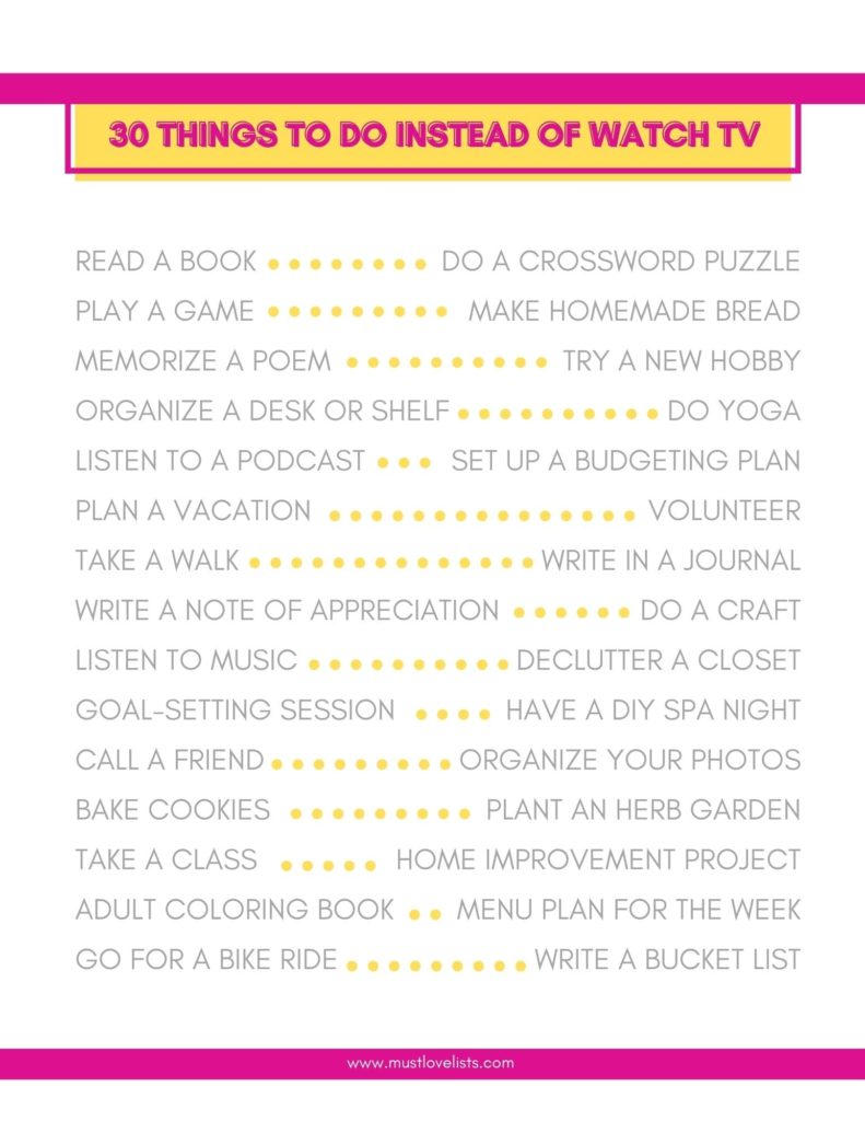 30 alternatives to watching TV