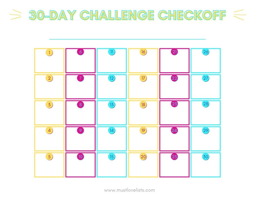 30 day challenge chart