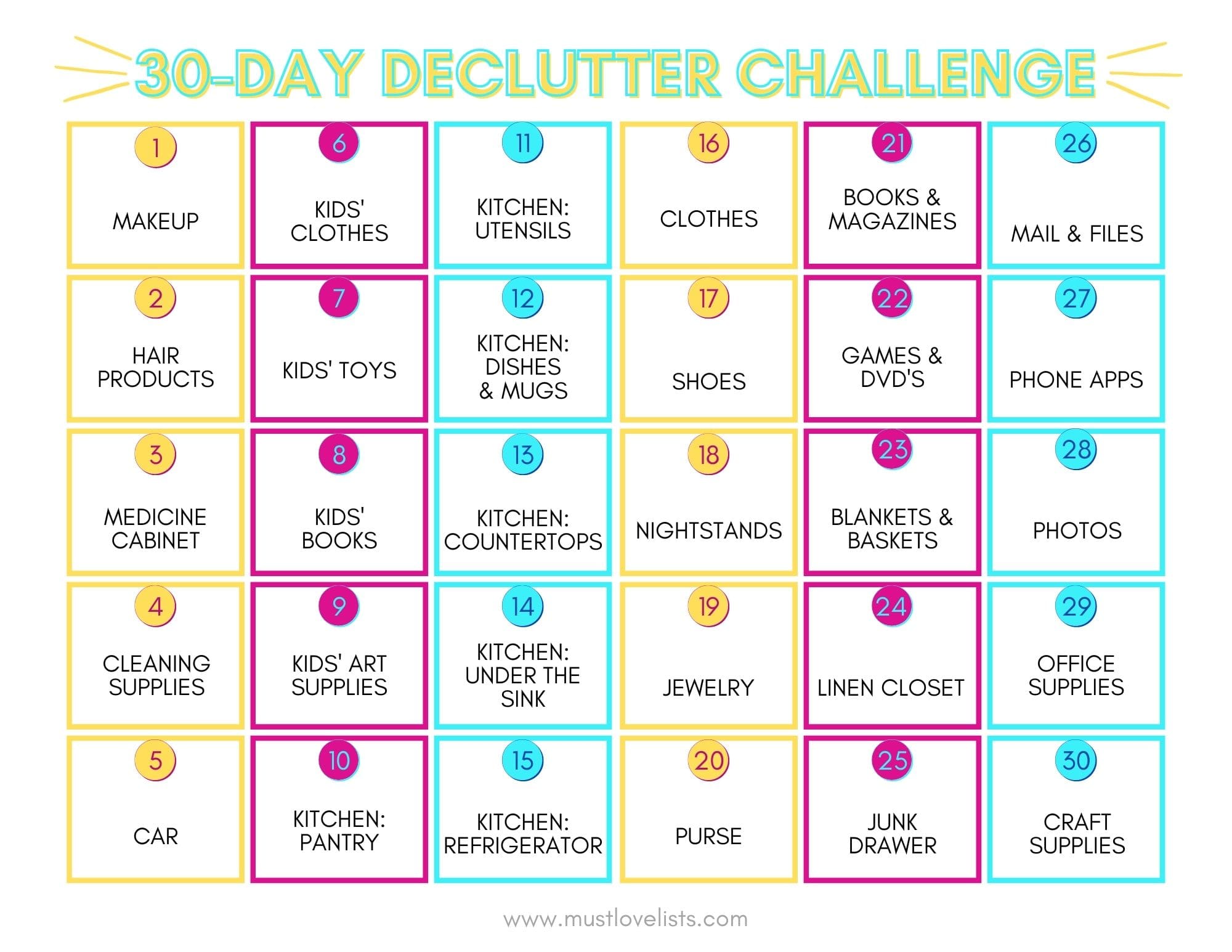 30-Day Challenges to Try this Year - Must Love Lists