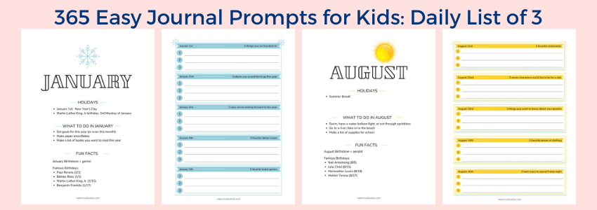 Journal prompts for kids from Etsy