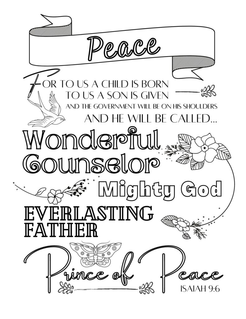 Peace advent coloring page
