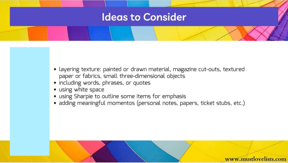 Google slide with student collage assignment ideas