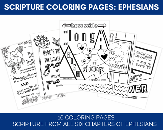 Scripture coloring pages for Ephesians.  Bible verse coloring for kids.