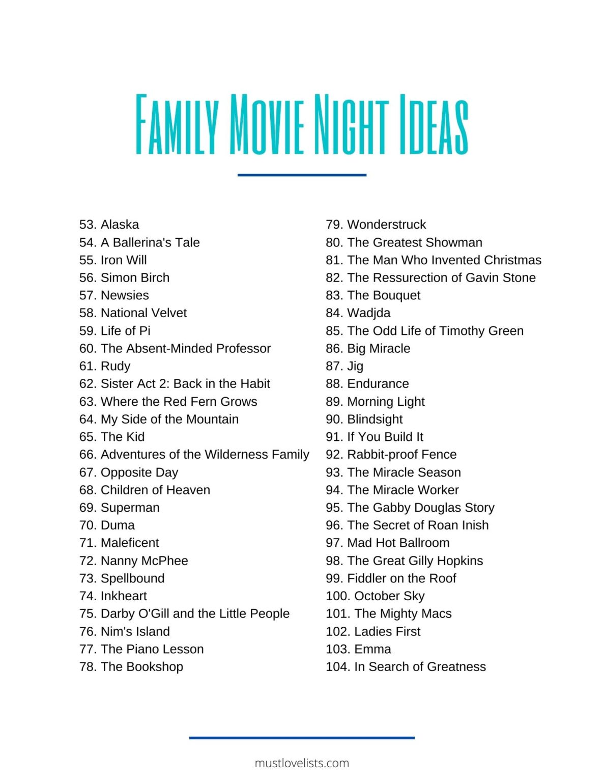 100+ Family Movie Night Ideas - Must Love Lists