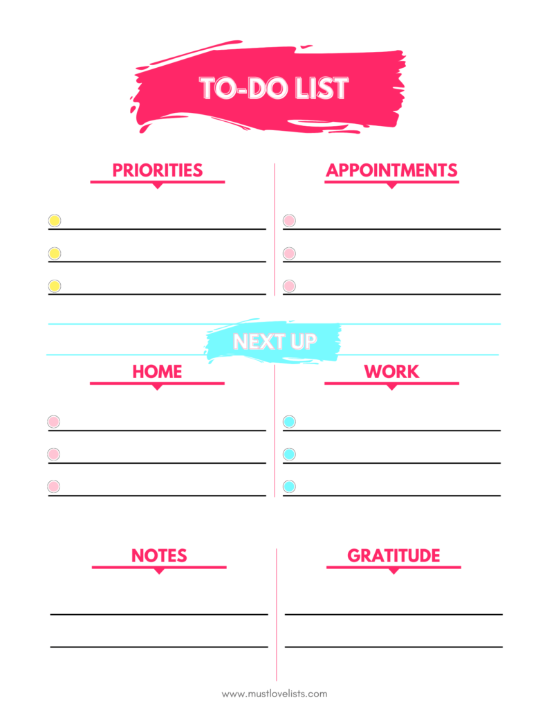 colorful to do list