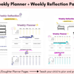 Weekly planner page and weekly reflection page