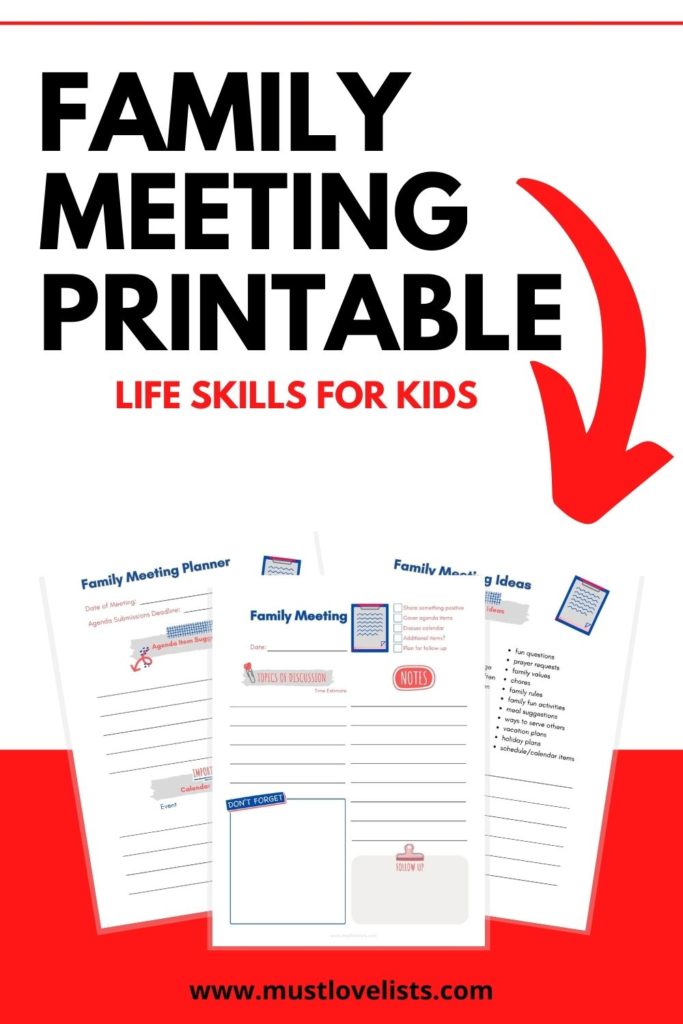 Family Meeting Agenda Ideas (Free Printable Template) Must Love Lists