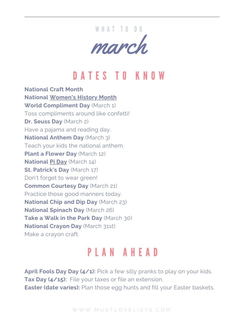 List of fun holidays to celebrate in March