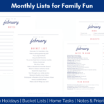 Monthly bucket lists from Etsy