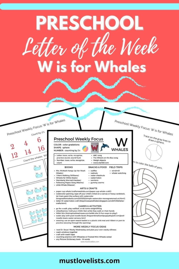 Preschool letter of the week plan: W is for Whales