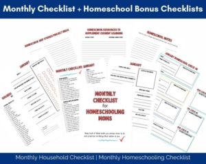 Monthly checklist printables for homeschool moms