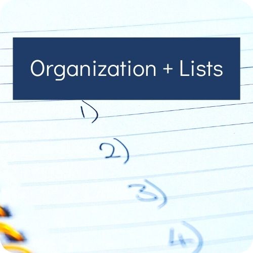 Organization and lists printables