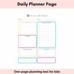 Daily planner page for kids