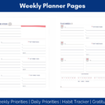 Weekly planner pages