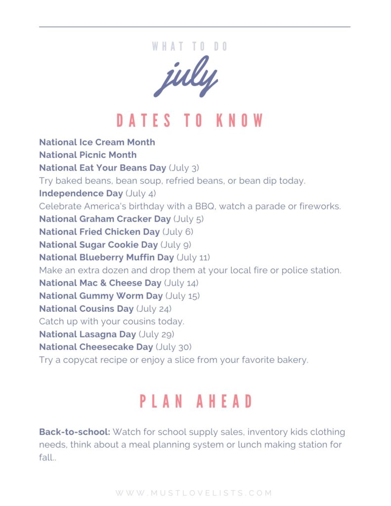list of July fun holidays