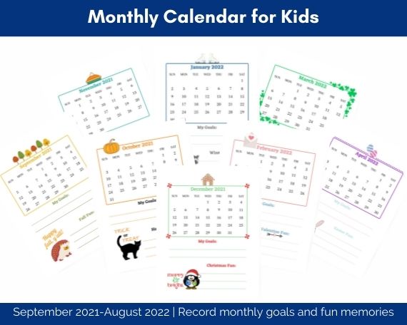 kids monthly calendar