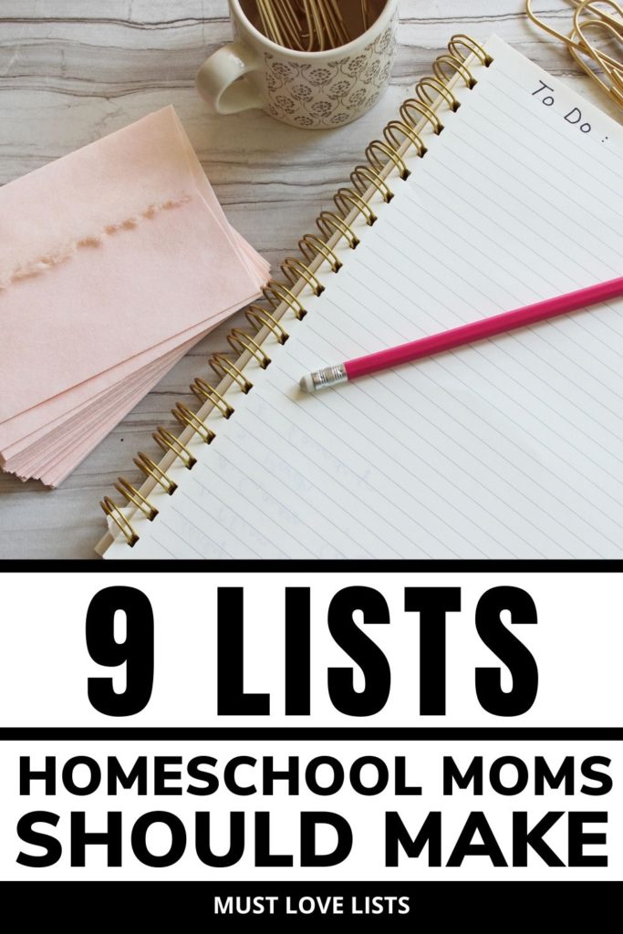 lists for homeschool moms