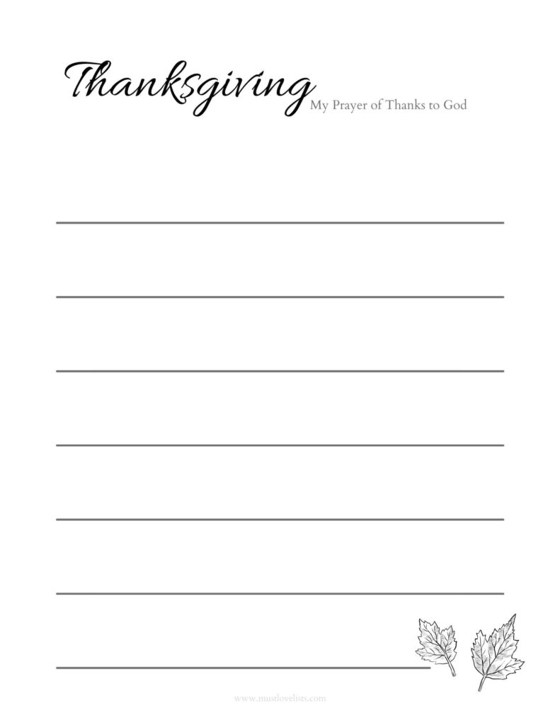 Thanksgiving prayer page