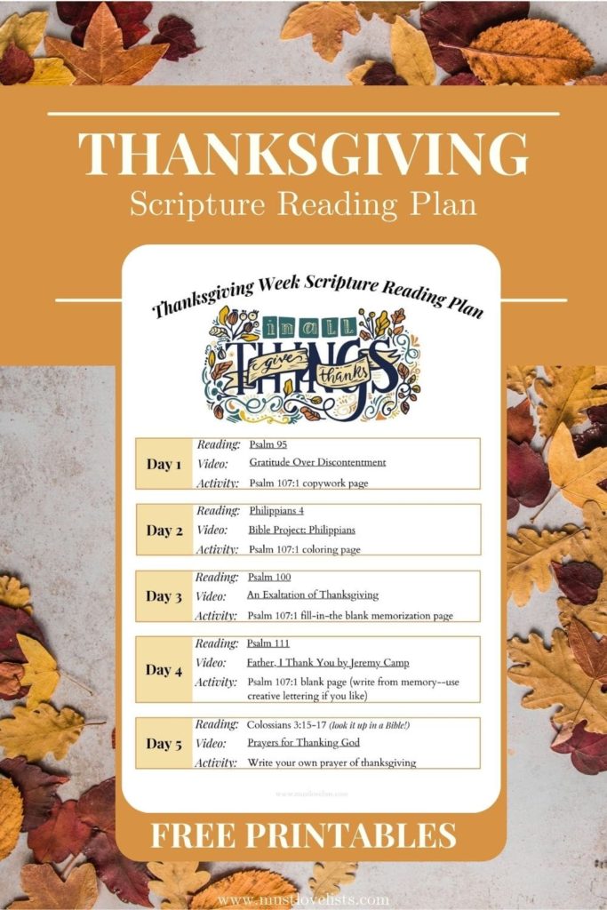 Thanksgiving scripture reading plan