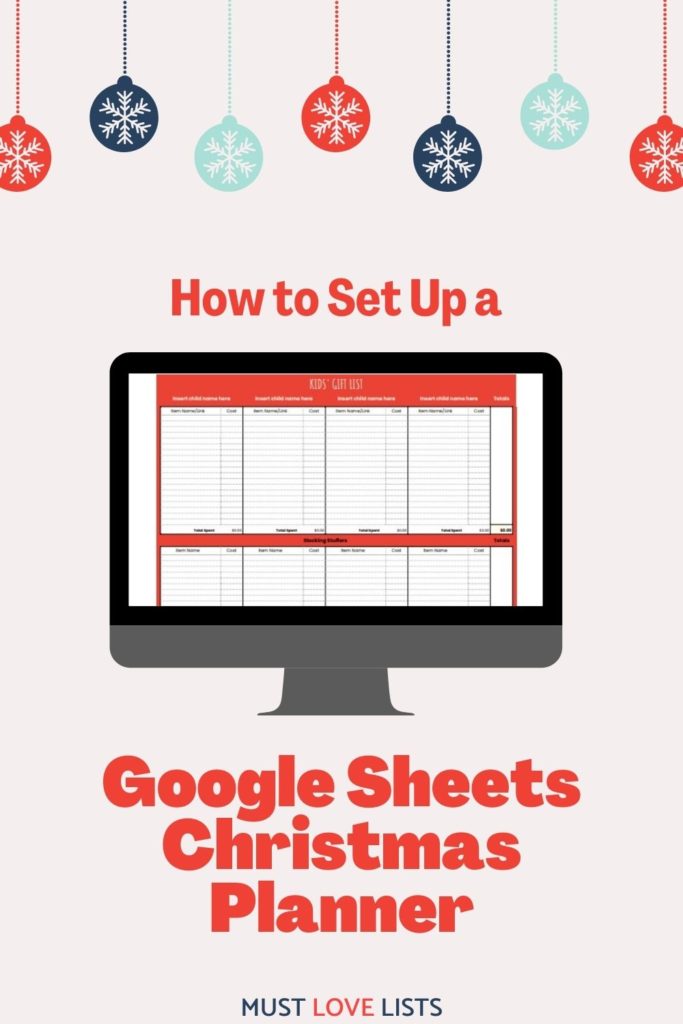 How to set up a Google sheets Christmas planner
