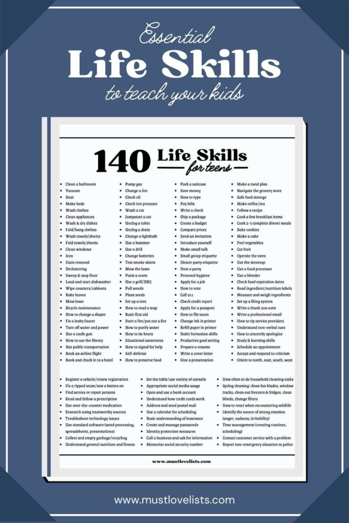 list of life skills for teens