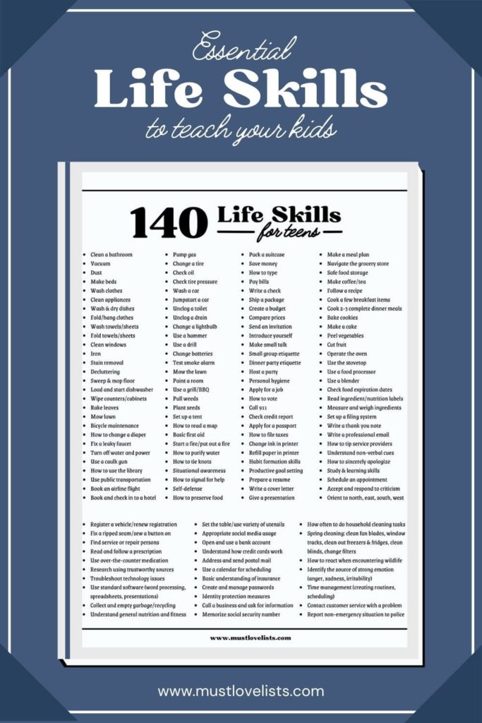 140 Essential Life Skills to Prepare Your Teen for Adulthood Must