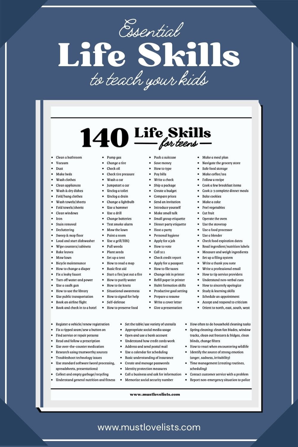 140 Essential Life Skills to Prepare Your Teen for Adulthood - Must ...