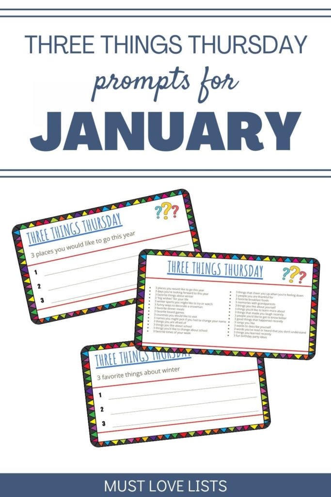 Three things Thursday prompts January