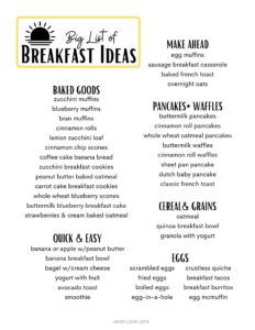 Big List of Go-To Breakfast Ideas for Families - Must Love Lists
