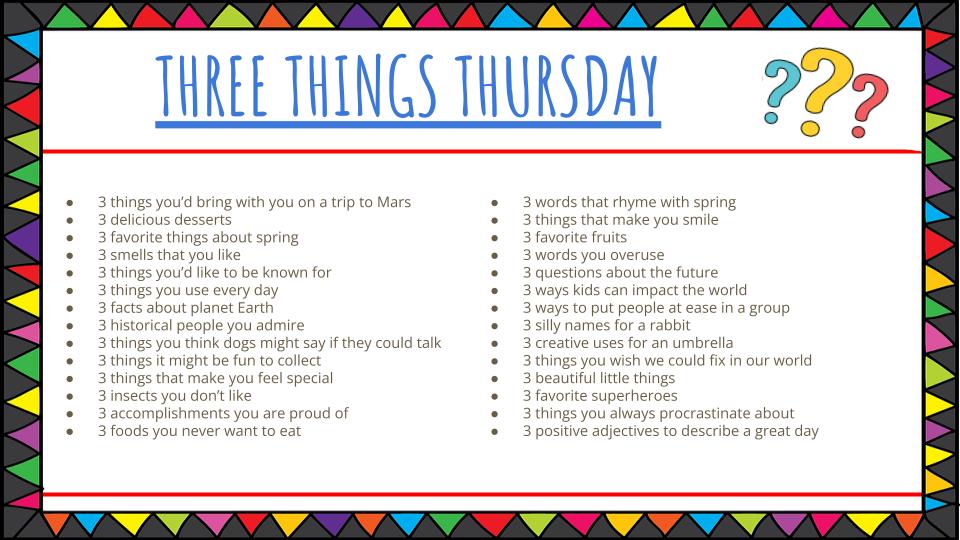 April Three Things Thursday prompts